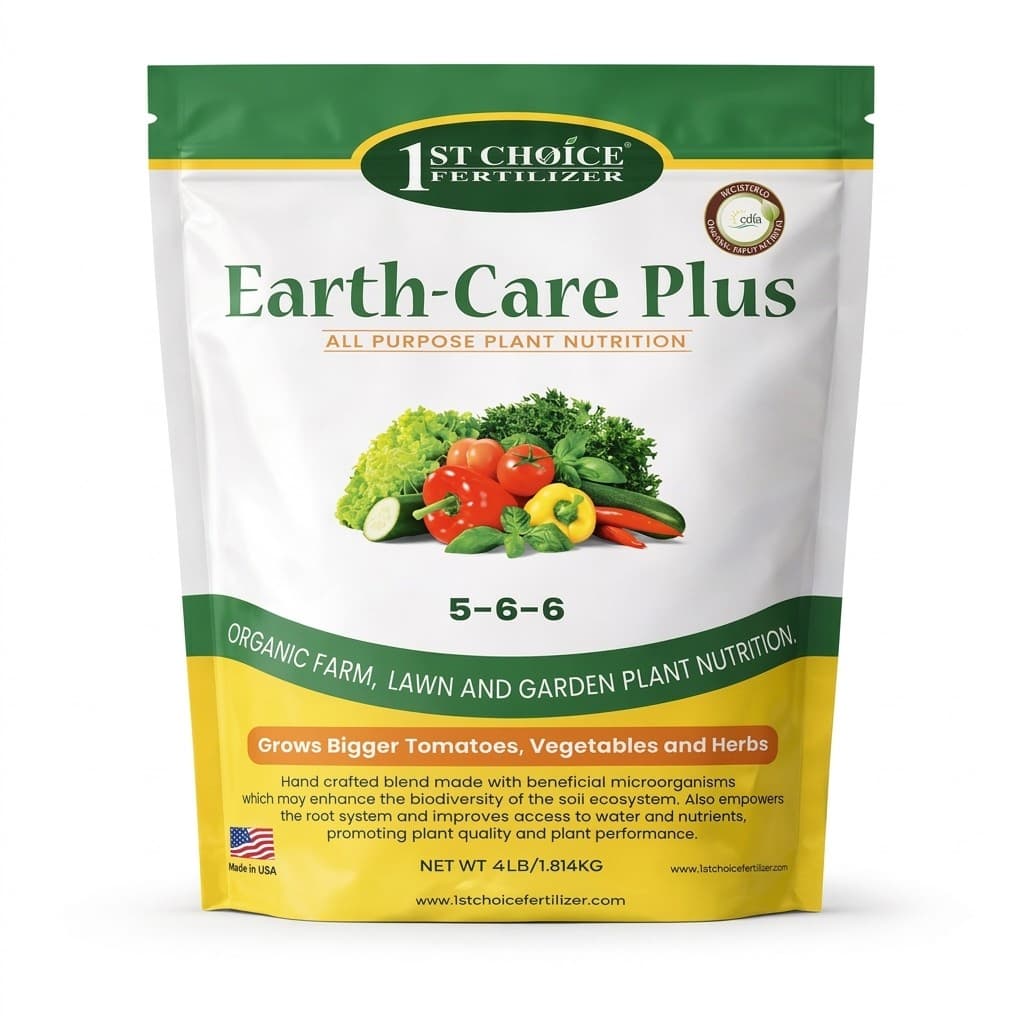 Earth-Care Plus 5-6-6, front of package, all-purpose organic 5-6-6